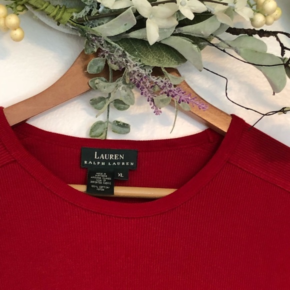 Lauren Ralph Lauren Red scoop neck long sleeve XL - Picture 3 of 4
